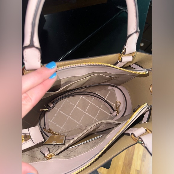 Michael Kors Reed Large Leather Belted Satchel- Powder Blush - Picture 8 of 11